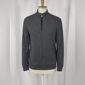 Williams & Kent Cable Knit Quarter Zip Sweater XXL Gray Cotton Blend Pullover